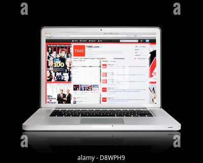 Laptopbildschirm, Time Magazine auf Twitter-website Stockfoto