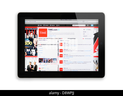 iPad-Bildschirm, Time Magazine auf Twitter-website Stockfoto