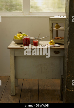 Quitten Marmelade vorbereiten Stockfoto