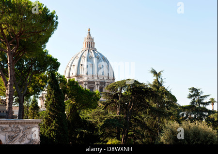 Str. Peters Basilica angesehen von den Gärten im Vatikan Stockfoto