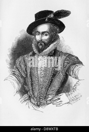 Sir Walter Raleigh (1554 – 1618), eine englische Aristokrat, Schriftsteller und Dichter, Stockfoto