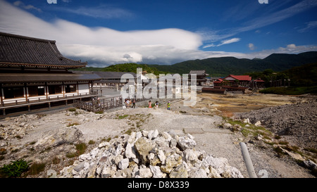 Bodaiji am Mount Osore Shimokita-Halbinsel Präfektur Aomori an einem klaren sonnigen Nachmittag Stockfoto