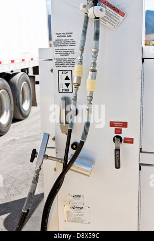 Düse, Erdgas Kraftstoffpumpe für Fahrzeuge, Tankstelle. Stockfoto