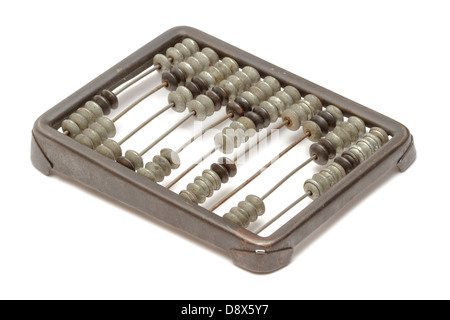 Alten metallischen Abacus auf weiß Stockfoto