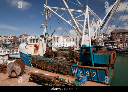 Altes Fischerboot in Weymouth Hafen, Dorset, England, Großbritannien Stockfoto