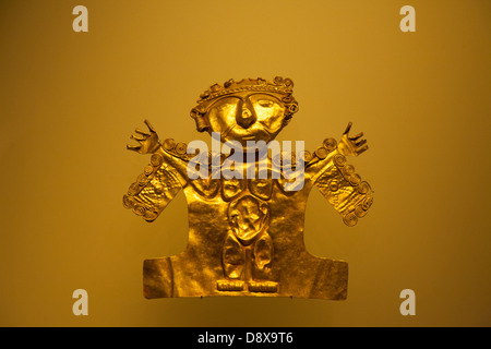 Pre Colobian gold arbeiten auf dem Display in das Museo del Oro, Bogota, Kolumbien Stockfoto