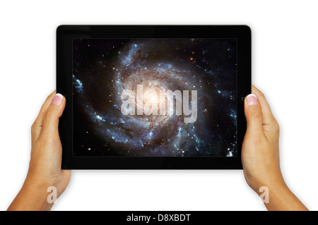 Spiralgalaxie M101 (Pinwheel Galaxie), Hubble Space Telescope auf dem iPad Stockfoto