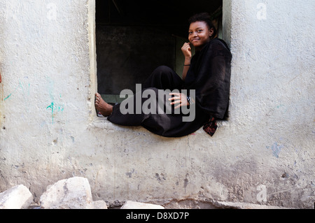 Afro-Indianer, genannt Sidis, lebt an der Westküste Indiens. Stockfoto