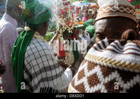 Afro-Indianer, genannt Sidis, lebt an der Westküste Indiens. Stockfoto