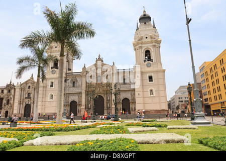 Kathedrale, Plaza de Armas, Lima, Peru Stockfoto