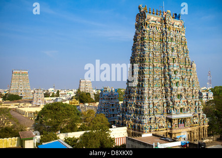 Meenakshi-Tempel - einer der größten und ältesten indischen Tempel in Madurai, Tamil Nadu, Indien Stockfoto