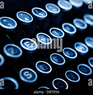 Nahaufnahme Bild einer Tastatur aus einer Vintage Schreibmaschine Stockfoto