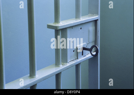 Nelson Mandelas alte Zellentür in das Hochsicherheitsgefängnis auf Robben Island Stockfoto