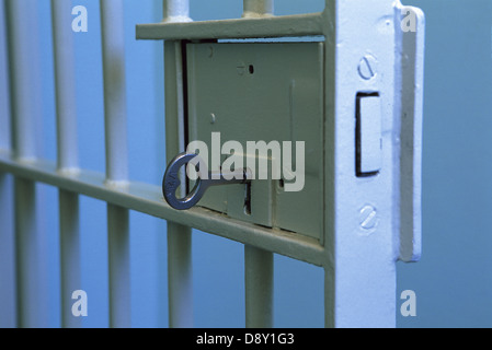 Nelson Mandelas alte Zellentür in das Hochsicherheitsgefängnis auf Robben Island Stockfoto