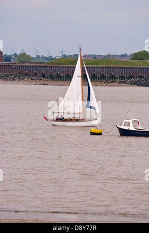 Segeln Yacht auf der Themse aus Gravesend Kent UK Stockfoto