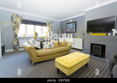 moderne zeitgenössische Design heimischen Wohnzimmer im Vereinigten Königreich Stockfoto