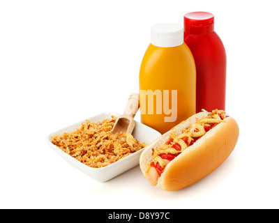 Hot Dog und Zutaten Stockfoto