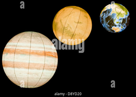 Planeten des Sonnensystems: Erde, Mars, Jupiter Stockfoto