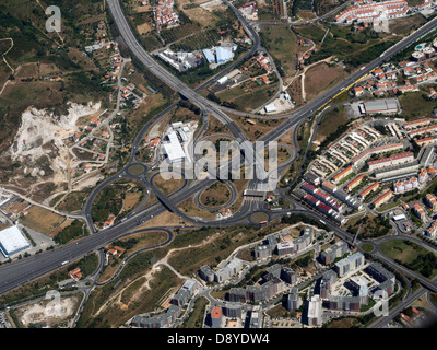 Luftaufnahme des Autobahnkreuz Stockfoto