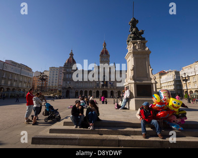 Ayuntamiento (Rathaus) Gebäude am Plaza de María Pita, La Coruña, Galicien, Spanien, Europa Stockfoto