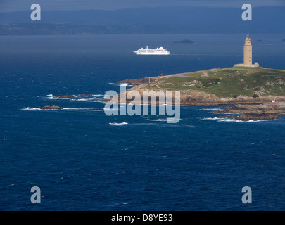 Antike römische Leuchtturm Herkulesturm (Torre de Hercules) in La Coruna, Galicien, Spanien, Europa Stockfoto