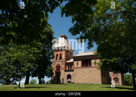 Fabelhafte Architektur und Landschaftsgestaltung zu Hause des Künstlers Frederic Church in Hudson, New York. Stockfoto