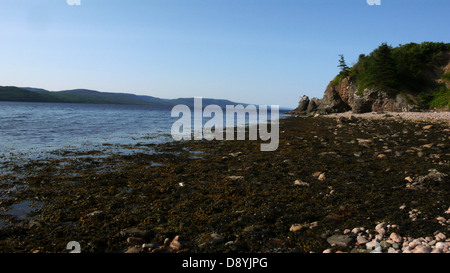 Der Atlantische Ozean an Sandstraenden in Cape Breton, Nova Scotia. Stockfoto