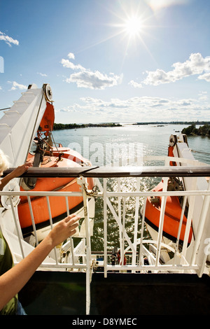 Blick von der Fähre auf dem Meer, Finnland. Stockfoto