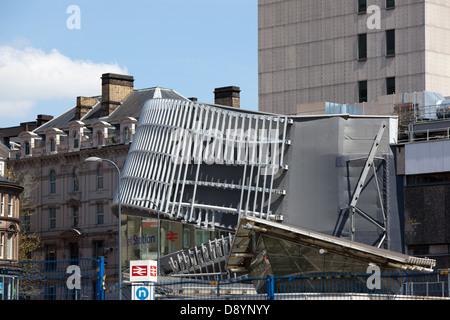 Die Fassade des neuen New Street Station in Birmingham erbaut. Im Bau im Mai 2013. Stockfoto