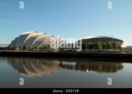 Fluss Clyde Sehenswürdigkeiten, BBC, Auditorium, Glocken Brücke, SECC, Gürteltier, Science Centre, Stockfoto