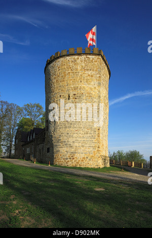 Bergfried der Burg Ravensberg in Borgholzhausen, Teutoburger Wald, Nordrhein-Westfalen Stockfoto