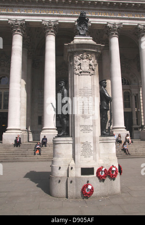 Ersten Weltkrieg-Denkmal vor der Royal Exchange Building Stockfoto