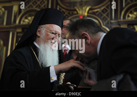 Patriarch Bartholomaios i. von Constantinople Prag, Tschechische Republik, am 23. Mai 2013 besucht. Stockfoto