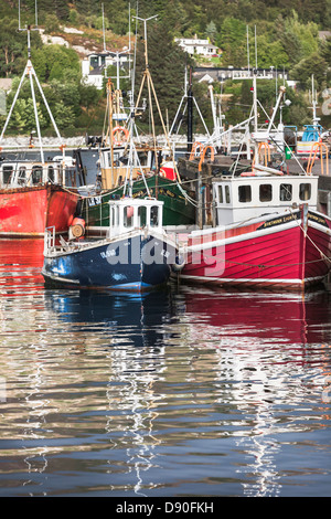 Fischereiflotte im Hafen von Ullapool in den Highlands von Schottland. Stockfoto