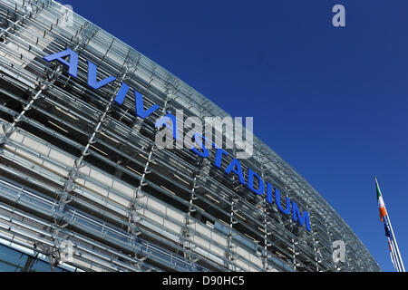 07.06.2013 Dublin, Irland. Gesamtansicht des äußeren Stadion der Welt Cup-Qualifikation-Gruppe C-Spiel aus dem Aviva Stadion Stockfoto