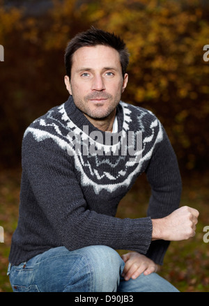 Mann, sitzen, Nahaufnahme, Porträt Stockfoto