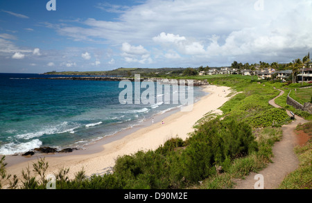 Die Kapalua Coastal Trail von Oneloa Beach auf Maui Stockfoto