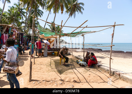 Anjuna war Beginn der Hippie Trail nach Goa in den sechziger Jahren. Stockfoto