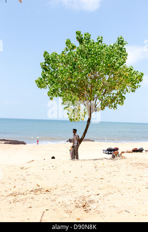 Anjuna war Beginn der Hippie Trail nach Goa in den sechziger Jahren. Stockfoto