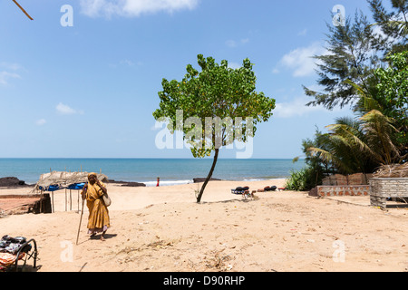 Anjuna war Beginn der Hippie Trail nach Goa in den sechziger Jahren. Stockfoto