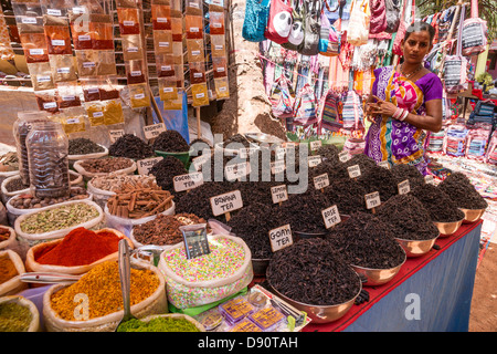 Anjuna war Beginn der Hippie Trail nach Goa in den sechziger Jahren. Stockfoto