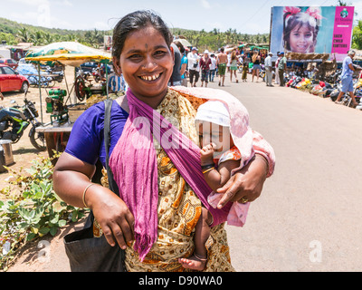 Anjuna war Beginn der Hippie Trail nach Goa in den sechziger Jahren. Stockfoto