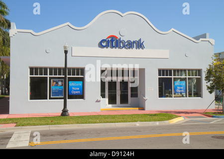 Miami Beach Florida, Citibank, Schild, jetzt geöffnet, neu, Banken, Vorderseite, Eingang, Gebäude, Bank, Banken, Zweigstelle, FL130129003 Stockfoto