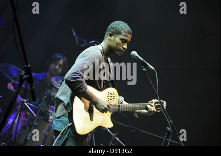 Sängerin Tcheka von Kap-Verde Inseln Durchführung in Warschau während Cross Culture Festival Stockfoto