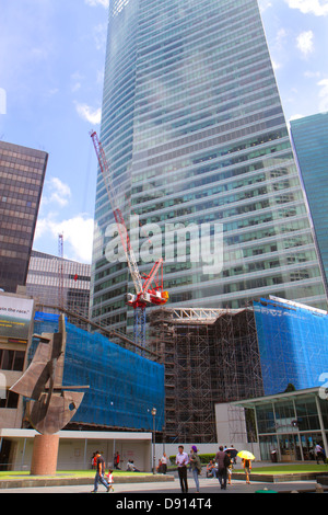 Singapore Raffles Place, zentrales Geschäft, Finanzviertel, Wolkenkratzer, Gebäude, unter Neubau Baustellenbauer, Innenstadt, Skyline, plaza, S Stockfoto