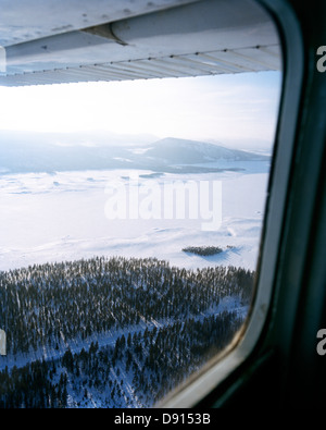 Blick aus dem Flugzeug, Harjedalen, Schweden. Stockfoto