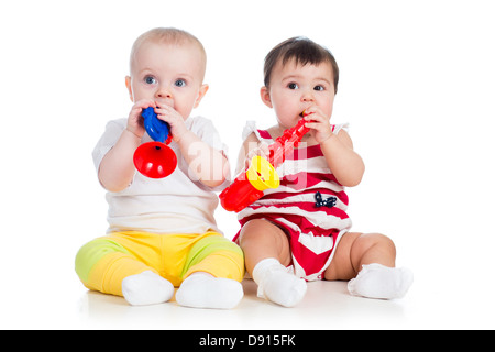 Lustige Kinder spielen Spieluhr Stockfoto