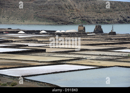 Die Salinas de Janubio oder Salz Pfannen von Janubio, Lanzarote, Kanarische Inseln Stockfoto