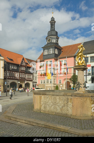 Rathaus, George Wells und alte Apotheke in Eisenach Stockfoto