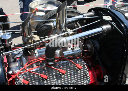 Motor von einem Hotrod der Motorrad-Event gehalten im Juni 2013 im The Riverside, Cheddar, Somerset, England, UK Stockfoto